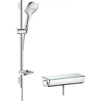 Hansgrohe combinazione doccia Raindance Select E 120 / Therm.DAP Ecostat Sel.U 650mm Bianco / Cromo