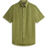 Tommy Hilfiger Pigment Dyed Linen Shirt Dark Artichoke Taglia: L | Camicie Casual Outlet | Uomo | Bianco