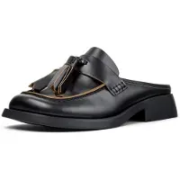 Camper Mules Twins in camoscio con frange e nappe
