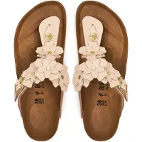 Birkenstock per donna. 1029304 Sandali in Pelle Gizeh Flower Embellishment (Calzata Stretta) rosa chiaro (36), Basso, Fibbia, Casual