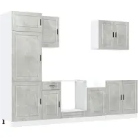 vidaXL Set di armadietti da cucina 7 pezzi Porto cemento grigio materiale a base di legno