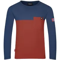 TROLLKIDS Kid's Bergen Longsleeve Maglia a manica lunga Bambini (164, blu/rosso)