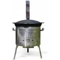 Grillpeter Utschak in acciaio inox 2mm con canna fumaria Timur con kazan in ghisa 22L