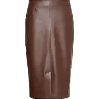 Calvin Klein Faux Leather Midi Skirt Rich Brown Taglia: 6 | Gonne di pelle Outlet | Donna | Marrone