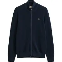 Gant per uomo. 8030293 Cardigan con texture a nido d'ape blu navy (L), Casual, Cotone biologico