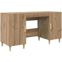 vidaXL Scrivania , effetto legno artigianale, impiallacciatura di quercia, 140 x 50 x 75 cm