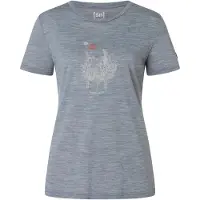 Super.natural Women's Flowerhands Tee Maglia merino Donna (XS, grigio/ chilli)