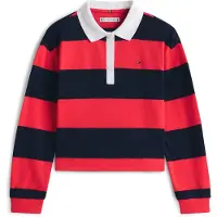 Tommy Hilfiger Girls Stripe Polo L/s Dark Night Navy Stripes Taglia: 2 | Outlet | Unisex | Nero