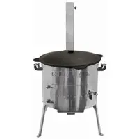 Grillpeter Ushak Timur Ø40 cm in acciaio inox con canna fumaria Kazan 10L in ghisa