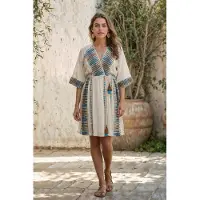 Devotion Twins Pandora Short Dress Jacquard Blue Camel Taglia: L | Abiti Mini Outlet | Donna | Blu