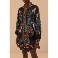 Farm Rio Blossom Tapestry Black Long Sleeves Mini Dress Taglia: XS | Abiti in T-Shirt Outlet | Donna | Nero
