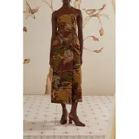 Farm Rio Savana Dream Caramel Strapless Buttonned Midi Dres Taglia: XL | Abiti Midi Outlet | Donna | Marrone