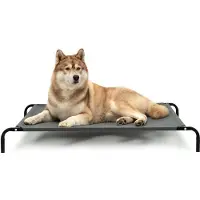 Lionto lettino per cani , comodo letto per cani da esterno con tessuto a rete, rialzato, arioso e resistente alle intemperie, 117x85 cm, grigio
