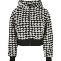 Urban Classics Ladies Short Oversized Aop Sherpa Jacket Blackhoundstooth Taglia: L | Giacche in ecopelliccia Outlet | Donna | Nero