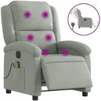 Syfax Poltrona Elettrica Massaggi Reclinabile Grigio Chiaro Velluto