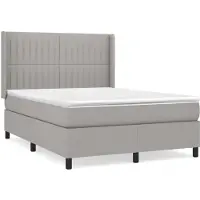 vidaXL Letto a molle con materasso grigio chiaro 140x190 cm in tessuto