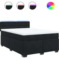 Syfax Giroletto a Molle con Materasso Nero 140x190 cm in Velluto