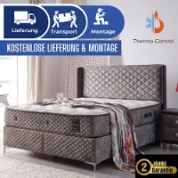 Bambi Letto boxspring 180x200 con contenitore, set materasso Thermo Control, spazio contenitivo, 7 zone di comfort, H3 (bianco)