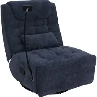 Mendler Poltrona relax MCW-P92, poltrona TV, girevole, funzione reclinabile, supporto per cellulare, tessuto ciniglia (260 g/m²) ~ blu