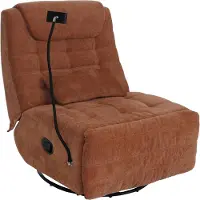 Mendler Poltrona relax MCW-P92, poltrona TV, girevole, funzione reclinabile, supporto per cellulare, tessuto ciniglia (260 g/m²) ~ terracotta