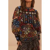 Farm Rio Jujus Garden Black Blouse Taglia: XXS | Maglie a manica lunga Outlet | Donna | Nero