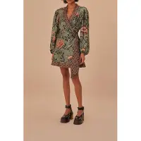 Farm Rio Arabesque Floral Green Long Sleeve Mini Dress Taglia: XS | Abiti Mini Outlet | Donna | Verde