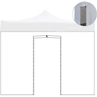 Divina Garden Telo laterale 3x2m bianco impermeabile con porta avvolgibile per gazebo richiudibile Market-Pro