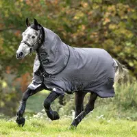 Horseware Amigo Bravo 12 Reflectech Plus Turnout 100g Grigio/Riflessivo & Nero, Taglia:6'3