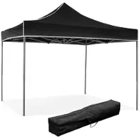 DIVINA FIRE Gazebo richiudibile pieghevole 3 X 3 Nero ricoperto in PVC impermeabile