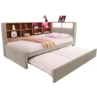 MODFU Divano letto, Daybed con funzione di letto, Divano letto multifunzionale, Divano letto allungabile a due posti, Schienale regolabile a tre livelli, tessuto traspirante in cotone e lino, Beige
