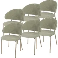 En.casa Set di 6 sedie da pranzo "Lipis" Sedie imbottite con struttura in metallo Rivestimento in tessuto verde
