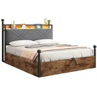STILVORA Letto imbottito 140x200 cm Letto per bambini con contenitore idraulico, letto per ragazzi, senza testiera, grigio (senza materasso)