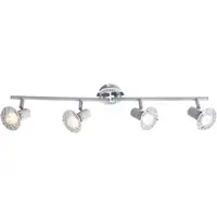Globo Plafoniera a LED, metallo, bianco, cromo, cristalli, mobile