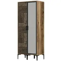 Dmora Guardaroba 2 Ante Ramallah 47.5x201.4h cm Nero Antracite, Appendiabiti 2 Ante