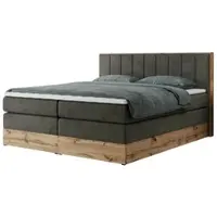 MKS Meble Boxspring, Boxspring BELLISSIMO KING con contenitore - 160x200 cm - Media rigidità H3 | Grigio velluto - Topper T25