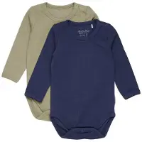 Minymo Kid's Body L/S (2-Pack) Intimo Bambini (56, blu)