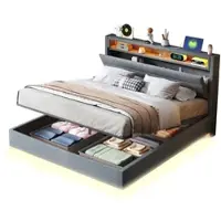 MODFU Divano letto imbottito 90x190 con vano portaoggetti idraulico, letto per ragazzi/bambini con rete a doghe, velluto, struttura letto senza materasso, beige