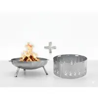 The Favilla Braciere con protezione antiscintille, 79 cm, set in acciaio, per giardino e terrazza