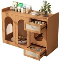 STILVORA Armadio alto con ripiani e cassetti regolabili, mobile da cucina con spazio aperto e maniglie in metallo, credenza con protezione antiribaltamento, nero