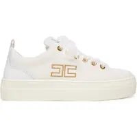 Elisabetta franchi sneakers da bambina in pelle con dettagli dorati bianche