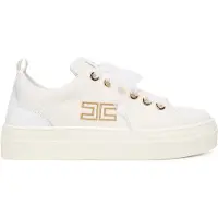 Elisabetta franchi sneakers da bambina in pelle con dettagli dorati bianche