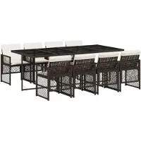 vidaXL set da pranzo da giardino a 9 pezzi con cuscini in rattan marrone