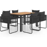 vidaXL set da pranzo da giardino 7 pezzi in rattan PVC nero e marrone