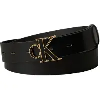 Calvin Klein Round Buckle 30mm Belt Black/antique Light Gold Taglia: 105 | Cinture Outlet | Donna | Giallo