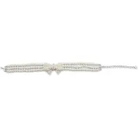 Self-portrait Choker Bow in raso con strass e perline
