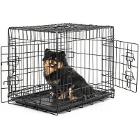 Lionto gabbia da trasporto per animali , gabbia pieghevole in metallo con parete divisoria, base in plastica e chiusura di sicurezza, 61x44x51 cm