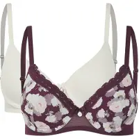 Ted Baker Judith 2 Pk Solid & Rose Print T-shirt Bras Berry Floral/ Wh Taglia: 36B | Reggiseni Outlet | Donna | Rosa