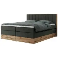 MKS Meble Boxspring, Boxspring BELLISSIMO KING con contenitore - 180x200 cm - Media rigidità H3 | Grigio Tessuto strutturato - Topper T25