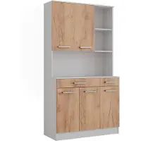 Vicco Buffet da cucina Raul Rovere bianco/dorato 100.1 x 188.5 cm con 5 porte e 2 cassetti, Model 58436