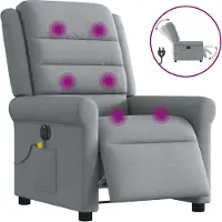 Syfax Poltrona Reclinabile Massaggio Elettrica Grigio Chiaro Tessuto